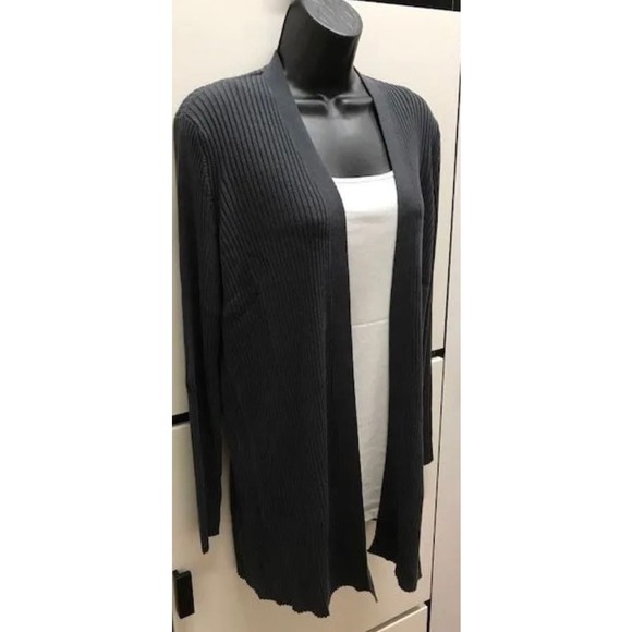 Eileen Fisher Sleek Tencel Lyocell Rib Long Cardigan size small * wom266 - Picture 2 of 12